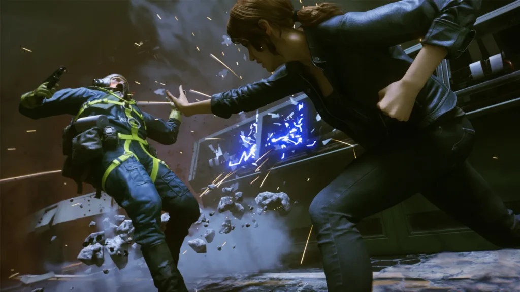 Jesse Faden fighting a Hiss-possessed agent with telekinesis in Control