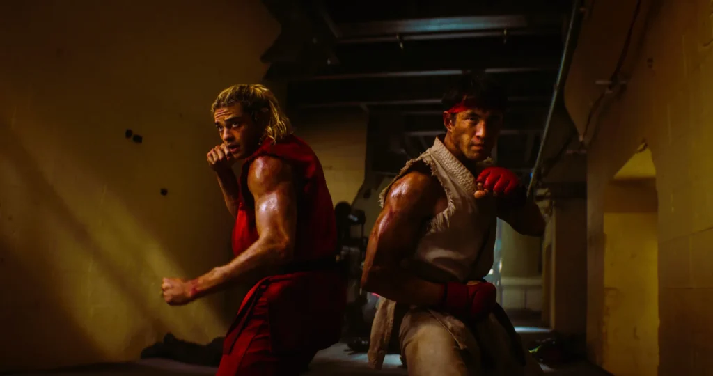 Street Fighter 2026 review - Noah Centineo as Ken Masters and Andrew Koji as Ryu in fighting stance