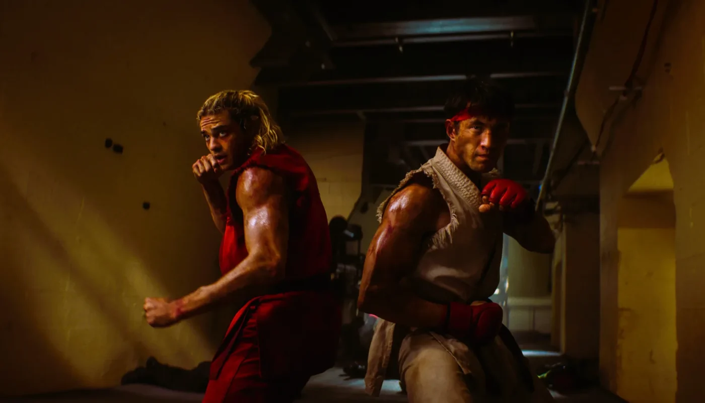 Street Fighter 2026 review - Noah Centineo as Ken Masters and Andrew Koji as Ryu in fighting stance