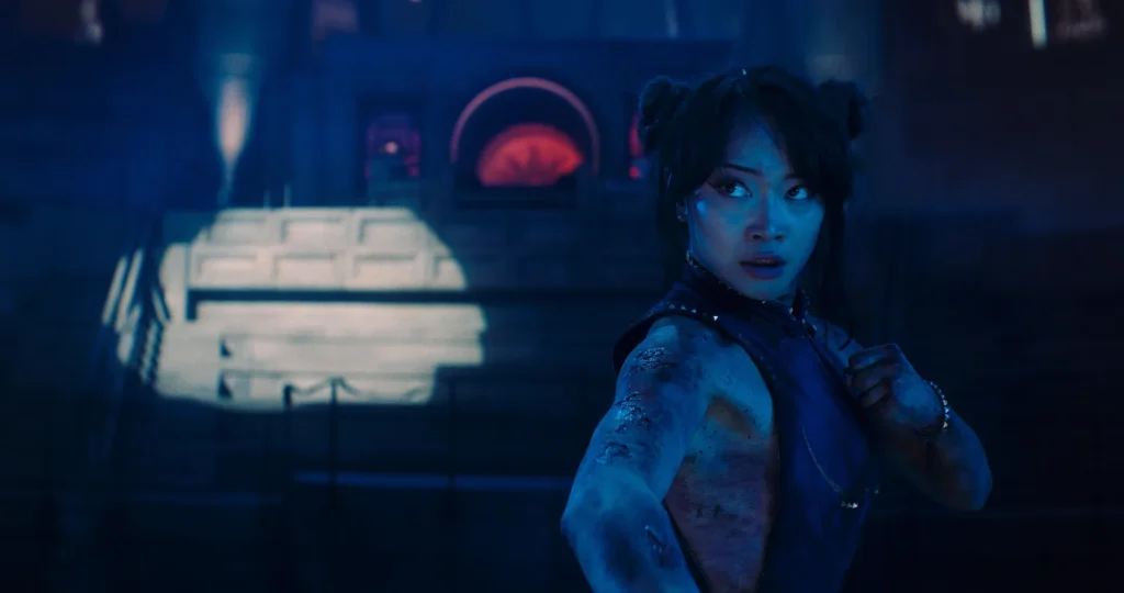 Callina Liang as Chun-Li in a fighting stance in Street Fighter 2026